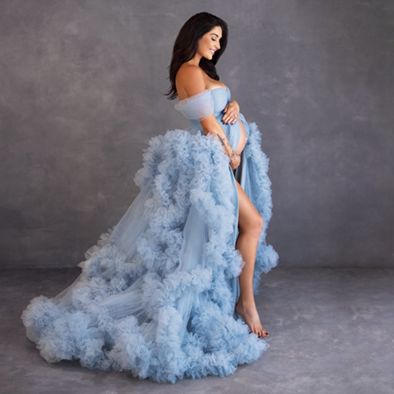 very fluffy tulle maternity dress ...